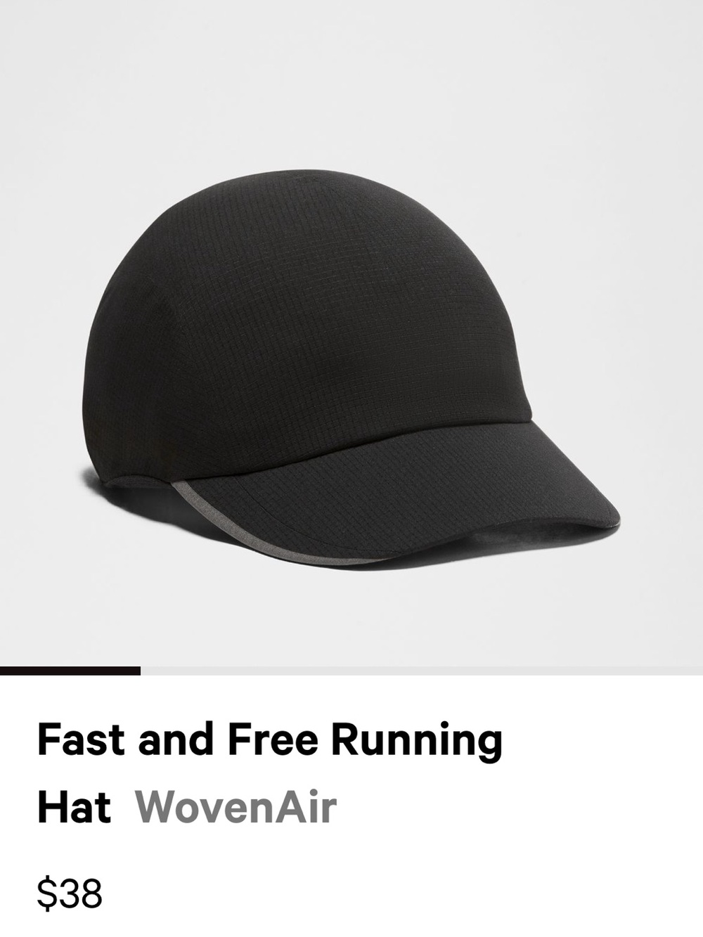 Lululemon athletica Black Fast and Free Running Hat